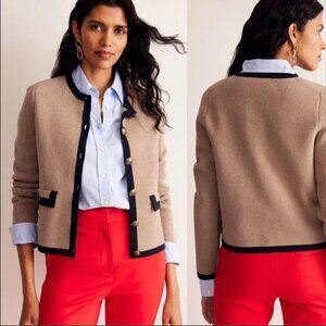 NWOT BODEN Holly Knitted Jacket Cardigan in Camel with Brass Buttons | Size 2 US